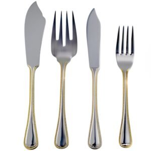 venedig-6300-pescado-1.jpg CRC Venedig 6300 Deco juego de pescado 26 piezas, acero inoxidable decorado en oro