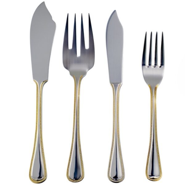 CRC Venedig 6300 Deco juego de pescado 26 piezas, acero inoxidable decorado en oro