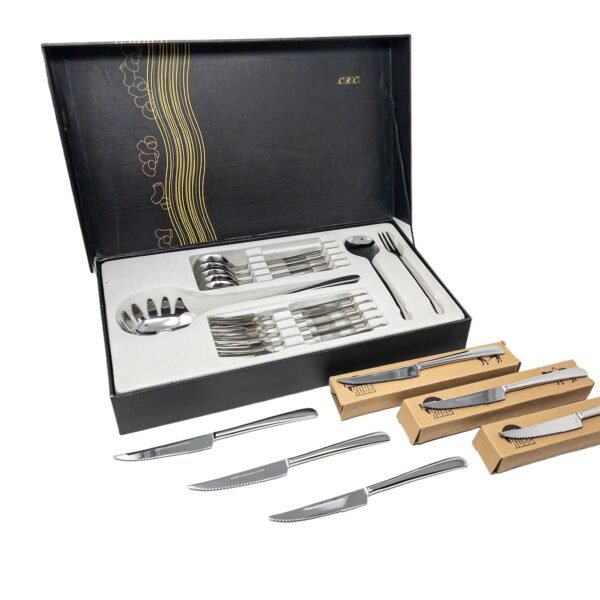 whatsapp-image-2024-01-08-at-140928.jpeg Juego de cubiertos en acero inoxidable (19 piezas) Trento, 6 tenedores, 6 cuchillos, 6 cucharas, 1 cucharón